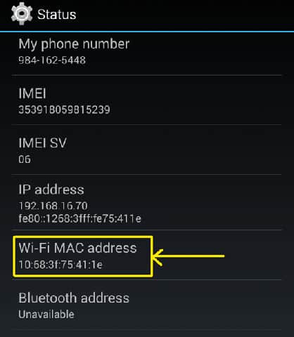 android mac address